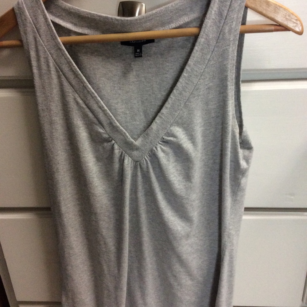 EXPRESS V NECK SLEEVELESS TOP GREY